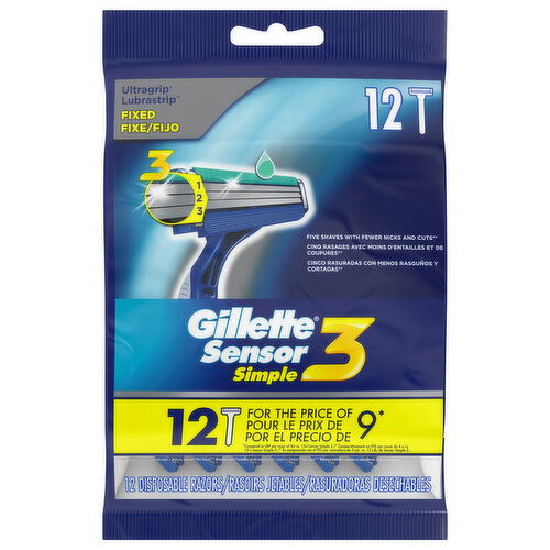 Gillette Sensor3 Simple Razors, Disposable