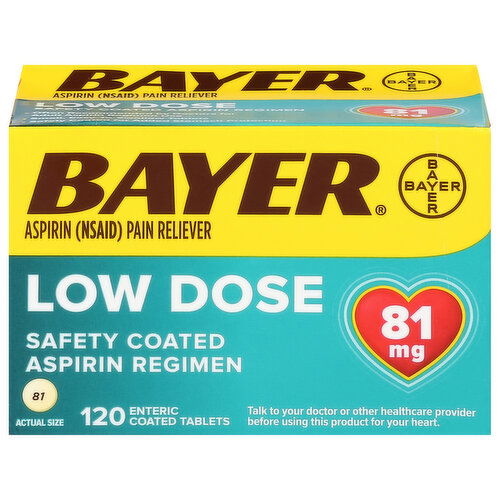 Bayer Aspirin, 81 mg,  Low Dose, Enteric Coated Tablets