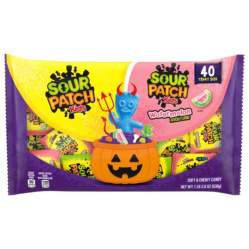 SOUR PATCH KIDS Original & Watermelon Halloween Candy Variety Pack, Bulk Candy, 40 Trick or Treat Bags