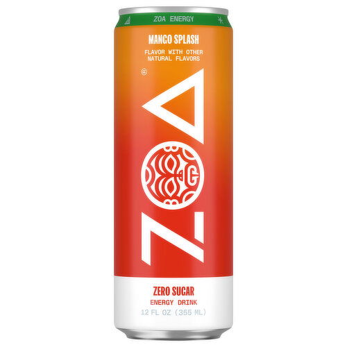 Zoa Energy Drink, Zero Sugar, Mango Splash
