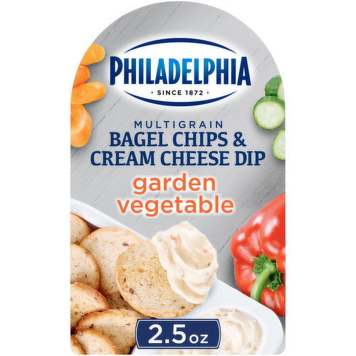 Philadelphia Multigrain Bagel Chips & Garden Vegetable Cream Cheese Dip Snack