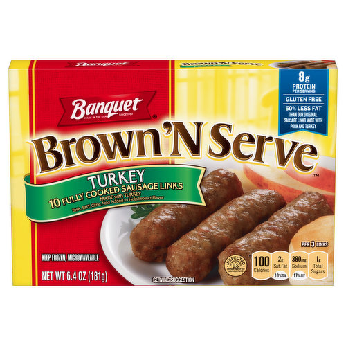 Banquet Sausage Links, Fully Cooked, Turkey