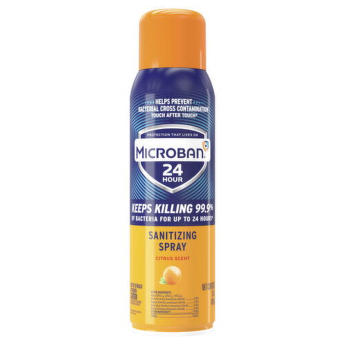 Microban Microban 24 Hour Disinfectant Sanitizing Spray, Citrus Scent, 15 oz