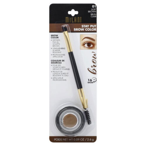 Milani Stay Put Brow Color, Soft Brown 01