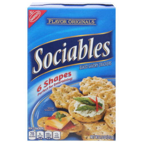 Nabisco Sociables Crackers, Baked, Savory