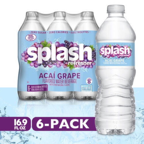 SPLASH Refresher Splash Blast Acai Grape Flavored Water Bottle 16.9 oz, 6 Count