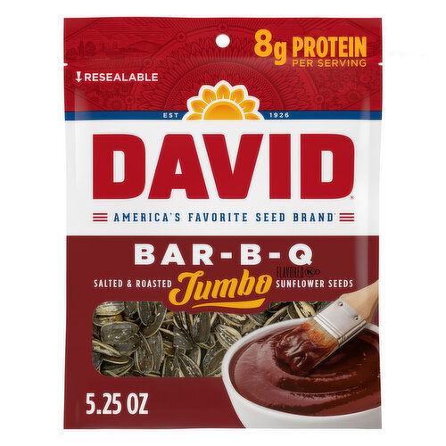 DAVID Sunflower Seeds, Bar-B-Q Flavor Sunflower Seeds, Bar-B-Q Flavor