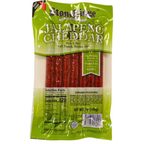 StoneRidge Jalapeno Cheddar Pork & Beef Snack Sticks