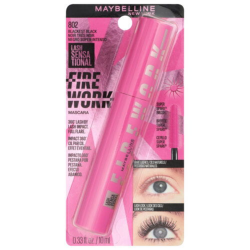 Maybelline Lash Sensational Mascara, Firework, 802 Blackest Black