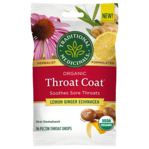 Traditional Medicinals Throat Coat, Organic, Lemon Ginger Echinacea