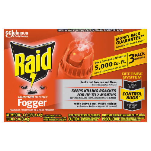 Raid Fogger, Concentrated Deep Reach, 3 Pack