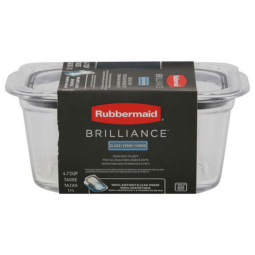 Rubbermaid Brilliance Container, Glass, 4.7 Cup