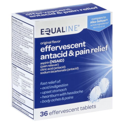 Equaline Effervescent Antacid & Pain Relief, Effervescent Tablets, Original Flavor