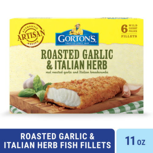 Gorton's Fish Fillets, Breaded, Garlic & Herb