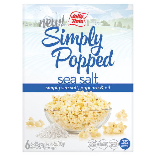 Jolly Time Simply Popped Popcorn, Microwave, Sea Salt