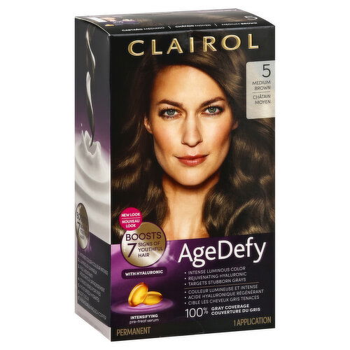 Clairol Age Defy Hair Color, Permanent, Medium Brown 5