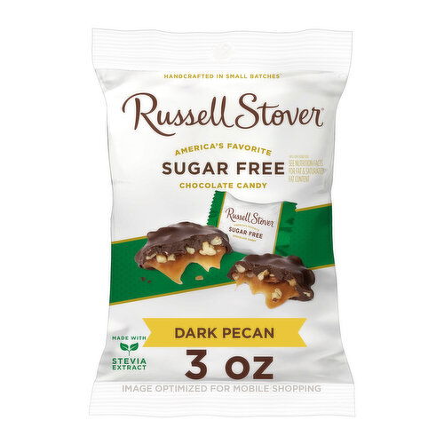 Russell Stover sugar free Sugar Free Pecan Delight Dark Chocolate Candy, 3 oz. bag (≈ 5 pieces)