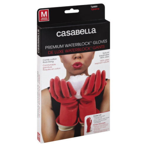 Casabella Gloves, Premium, WaterBlock, Medium