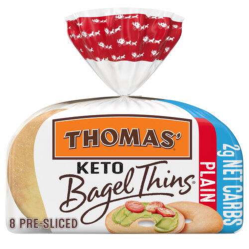 Thomas' Bagel Thins Plain Pre-sliced Bagel Thins, 8  count, 13 oz