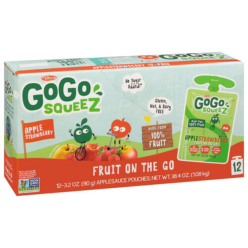 GoGo Squeez Applesauce, Apple Strawberry, Fruit on the Go