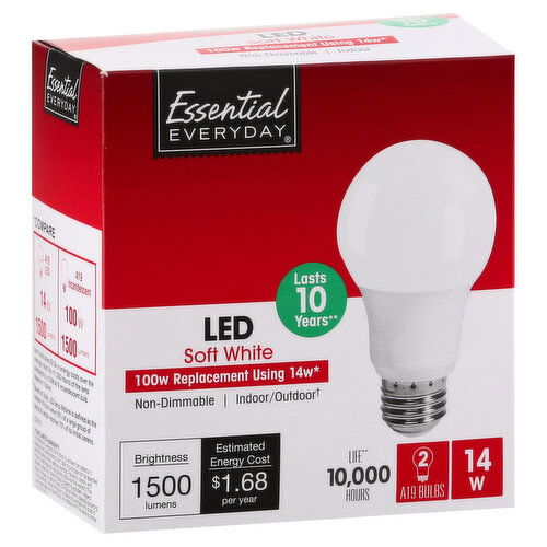 Essential Everyday Light Bulb, LED, Soft White, 14 Watts