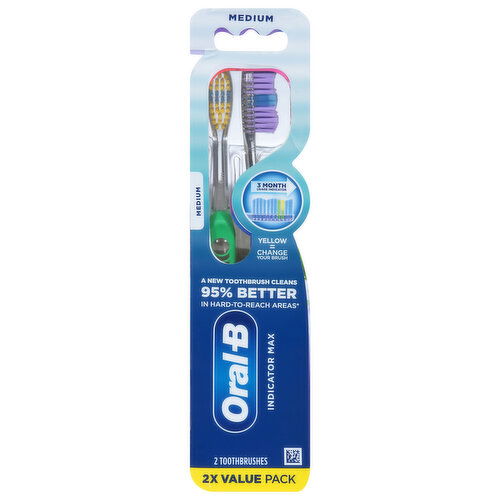 Oral-B Toothbrush, Medium, Value Pack