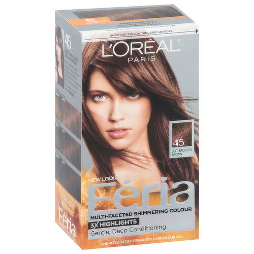 Feria Permanent Haircolour Gel, Deep Bronzed Brown 45