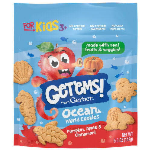 Gerber Get'ems! Cookies, Ocean World, for Kids 3+, Pumpkin, Apple & Cinnamon