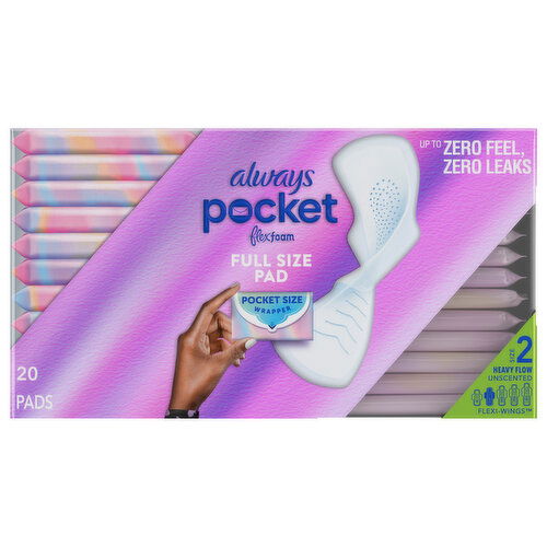 Always Pocket Flex Foam Heavy Flow Unscented Full Size Size 2 Pads