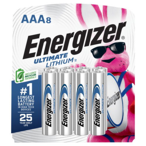 Energizer Ultimate Lithium Batteries, Lithium, AAA, 8 Pack