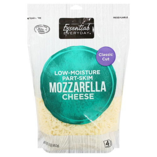 Essential Everyday Mozzarella Cheese, Low-Moisture Part-Skim, Classic Cut