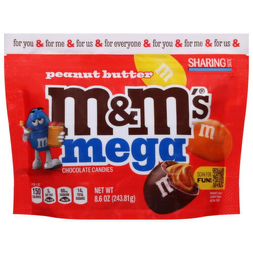 M&M's Chocolate Candies, Peanut Butter, Mega, Sharing Size