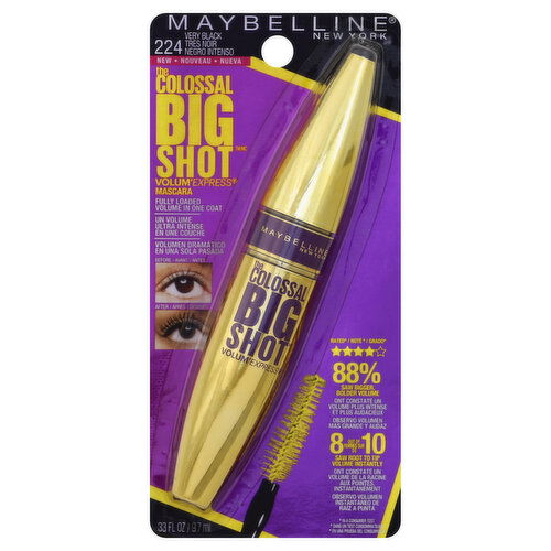 maybelline The Colossal Big Shot Volum' Express Mascara, Washable, Very Black 224