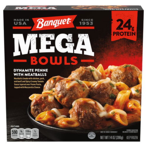 Banquet Mega Bowls Mega Bowls Frozen Dynamite Penne And Meatballs