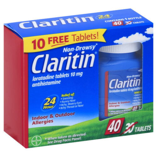 Claritin Indoor & Outdoor Allergies, Non-Drowsy, 10 mg, Tablets