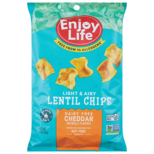 Enjoy Life Lentil Chips, Dairy Free, Cheddar, Light & Airy