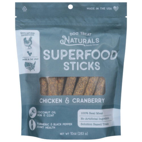 Dog Treat Naturals Superfood Sticks, Chicken & Cranberry