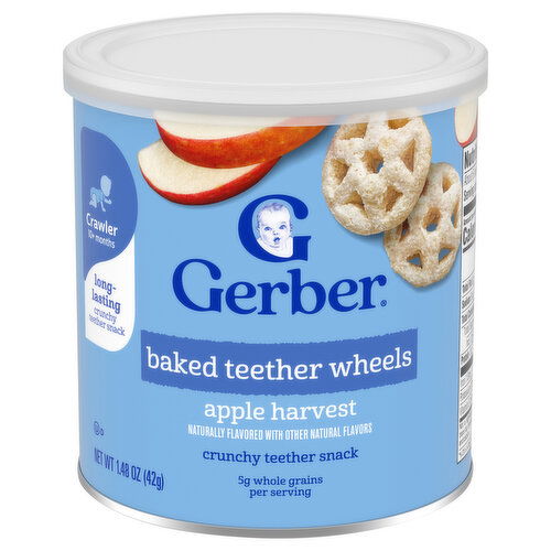 Gerber Crawler (10+ Months) Crunchy Teether Snack Apple Harvest Baked Teether Wheels