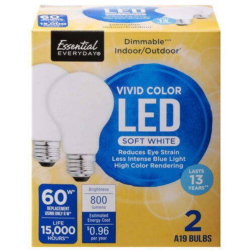 Essential Everyday Bulbs, LED, Soft White, 60W,