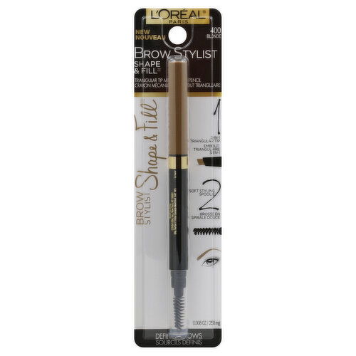 L'Oreal Brow Stylist Shape & Fill Mechanical Pencil, Triangular Tip, Blonde 400