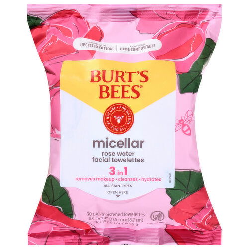 Burt's Bees Micellar 3 in 1 Rose Water Facial Towelettes