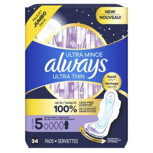 Always Ultra Thin Always Ultra Thin Pads with Flexi-Wings, Size 5, 34 CT