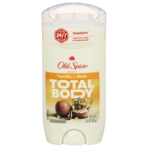 Old Spice Deodorant, Sensitive, Total Body, Vanilla + Shea