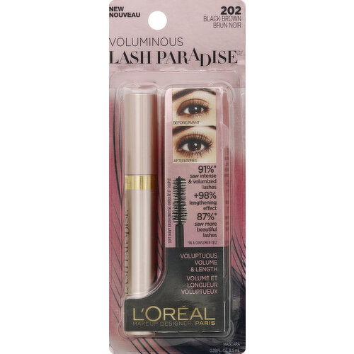 L'Oreal Voluminous Lash Paradise Mascara, Blackest Brown 202