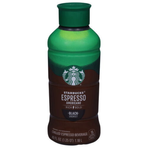 Starbucks Espresso Beverage, Chilled, Espresso Americano Black Unsweet