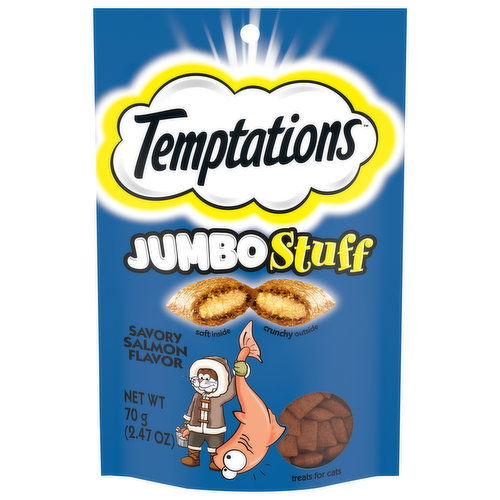 Temptations Treats for Cats, Savory Salmon Flavor, Jumbo Stuff