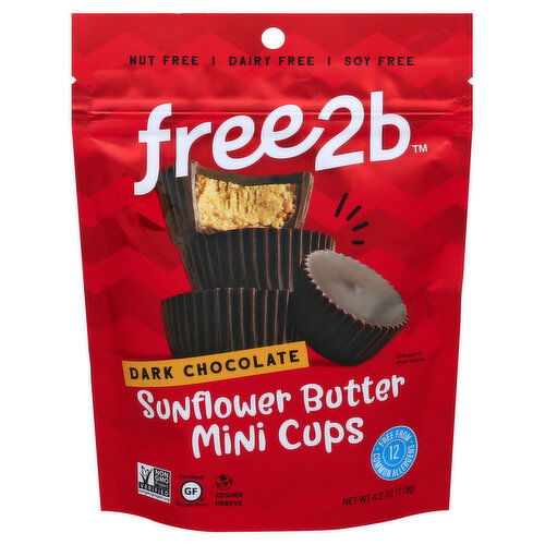 free2b Sunflower Butter Mini Cups, Dark Chocolate