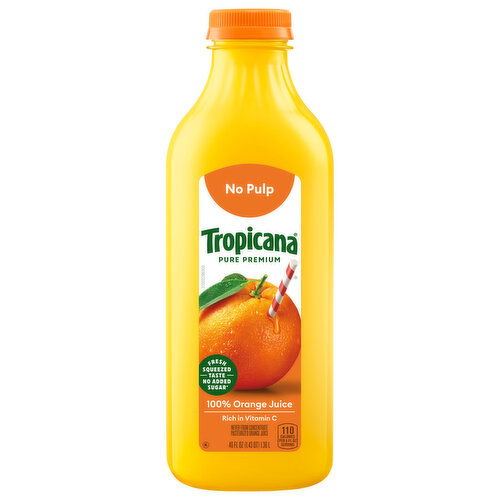 Tropicana 100% Orange Juice, No Pulp