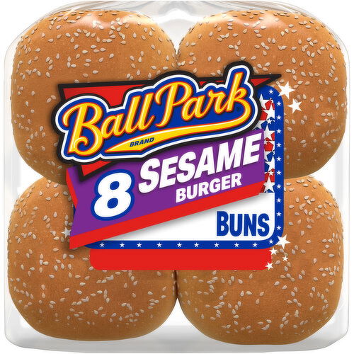 Ball Park Sesame Seed White Burger Buns, 8 count, 16 oz
