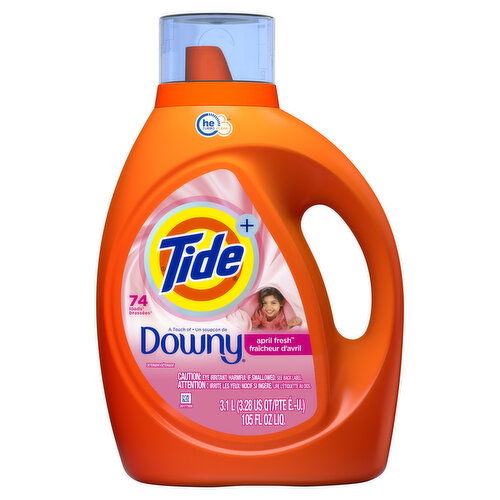 Tide Plus A Touch of Downy Liquid Laundry Detergent, April Fresh Scent, 74 Loads